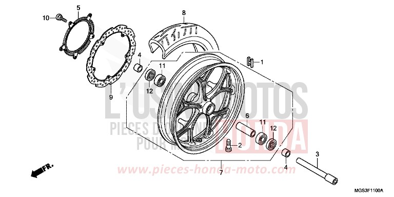 VORDERRAD von NC700X Schaltgetriebe DARKNESS BLACK METALLIC (NH463) von 2013